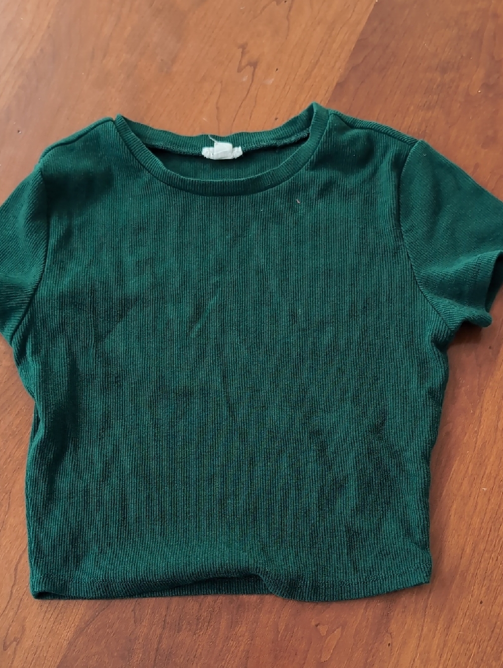 GARAGE Dark Green Ribbed Cropped Top